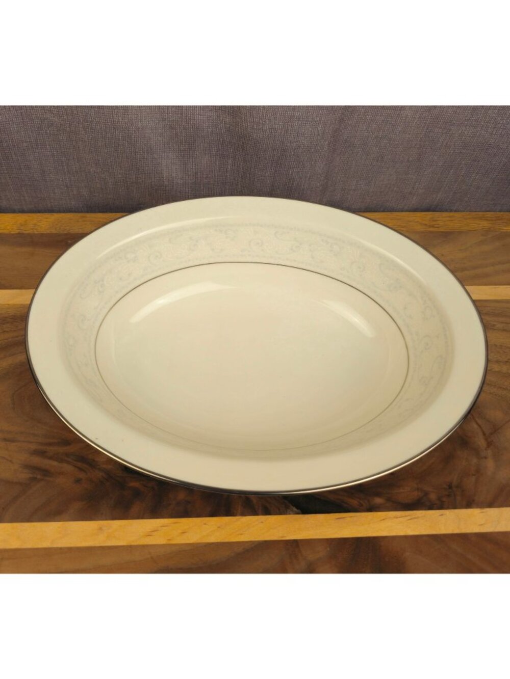 Noritake Ivory China Trudy Oval Serving Bowl 10" With Platinum Trim